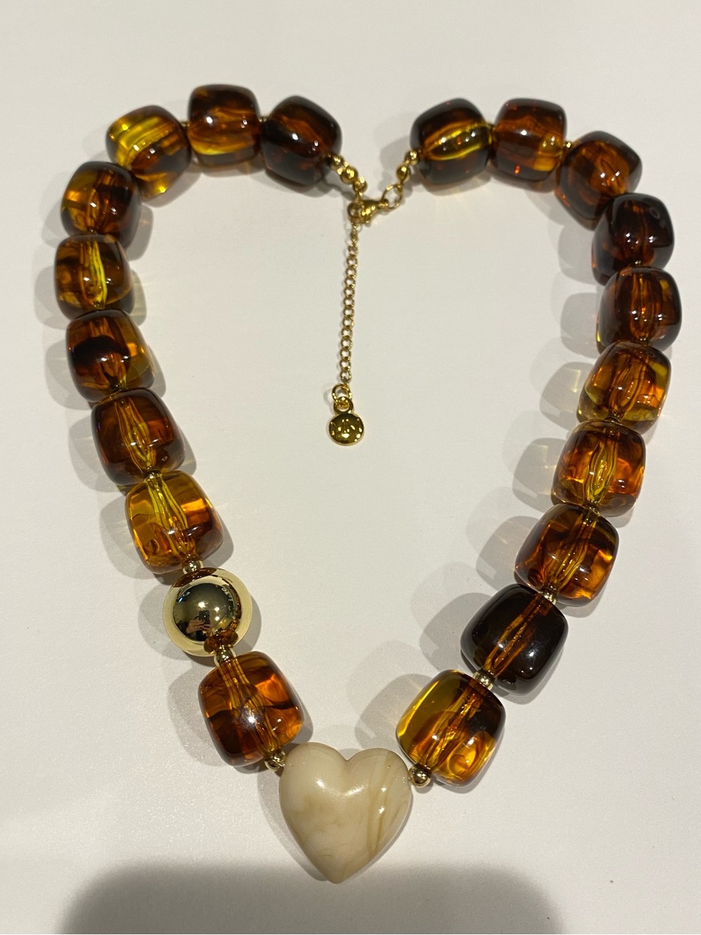 NEW Mayamar Brown Amber Chunky Heart Necklace